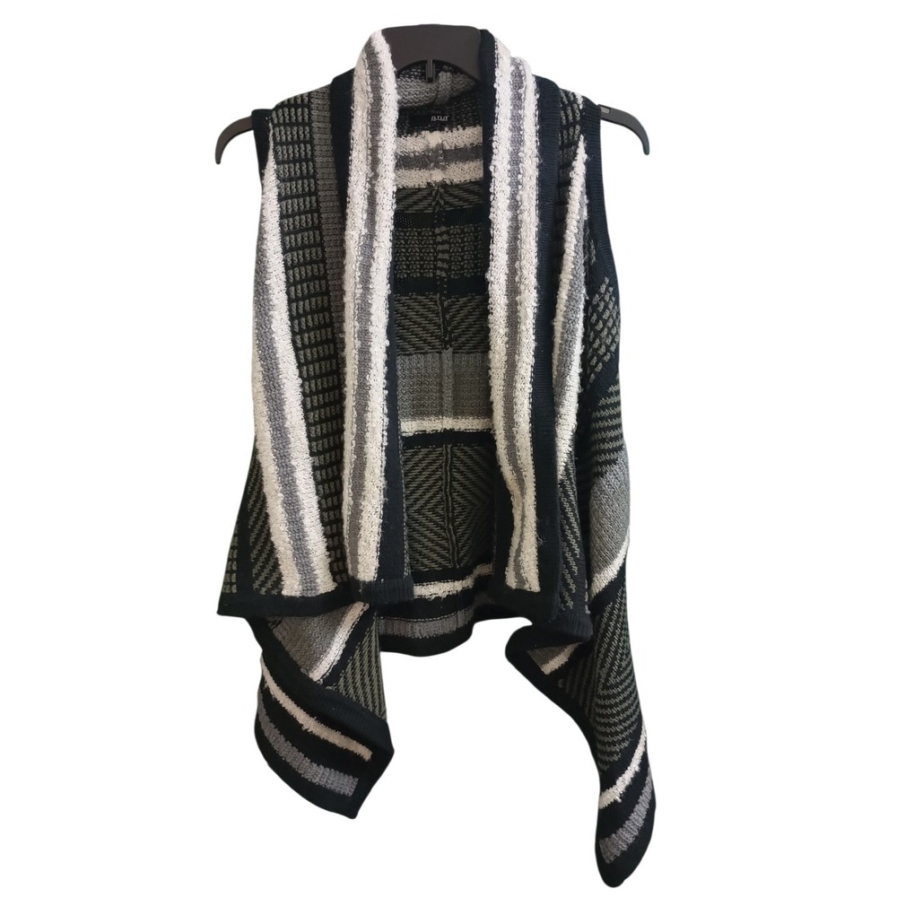ANA Sweater Vest Longline Waterfall Geometric Open Front Layering Piece Sz Small - Picture 1 of 5